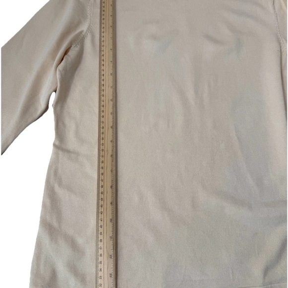 Lauren Ralph Lauren Cream 3/4 Sleeve Boatneck Silk Nylon Top Women’s Size Large - Picture 6 of 6